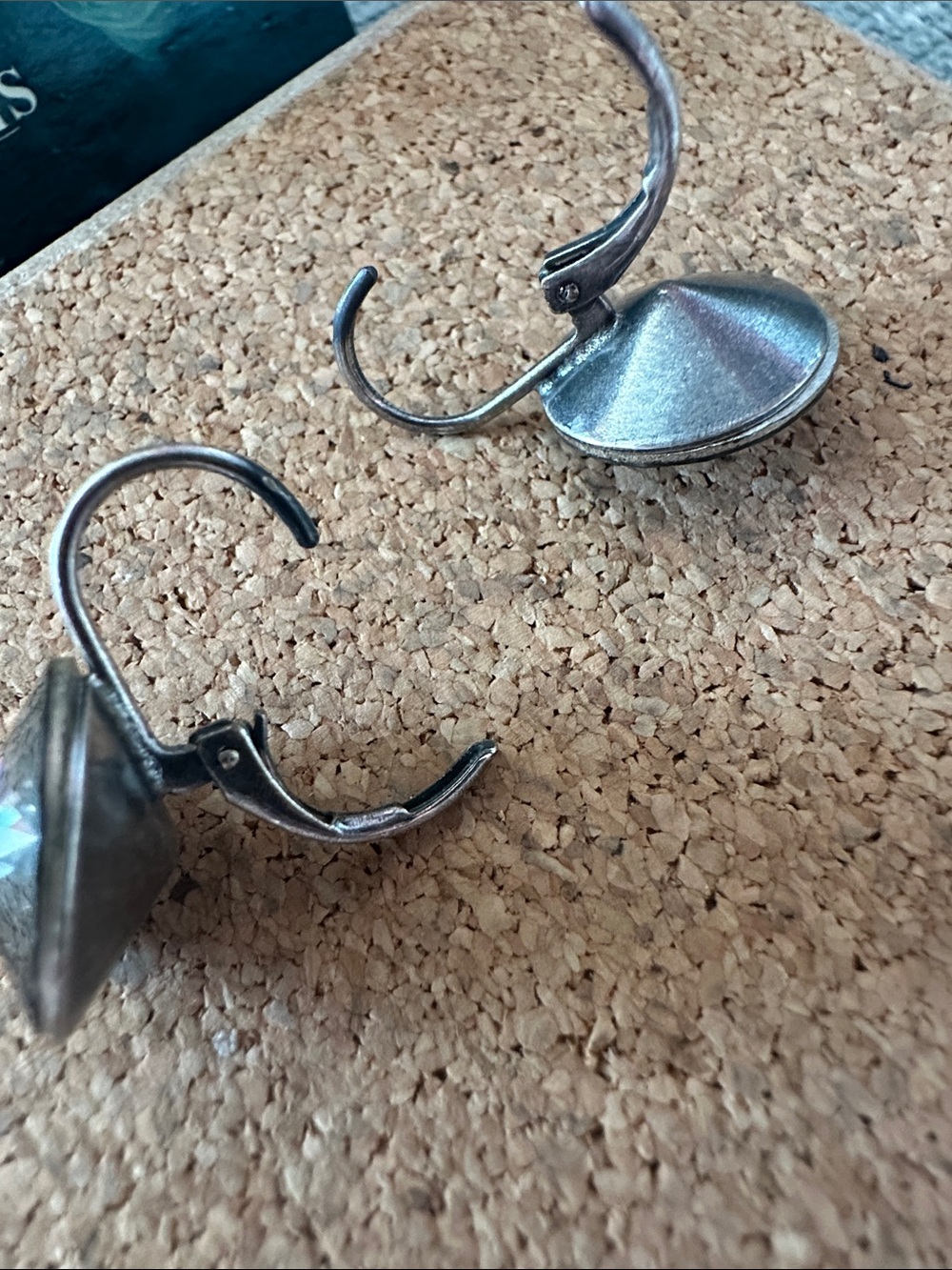 Rivoli Faceted Black Diamond Swarovski Crystal Drop Leverback Earrings - Picture 4 of 9